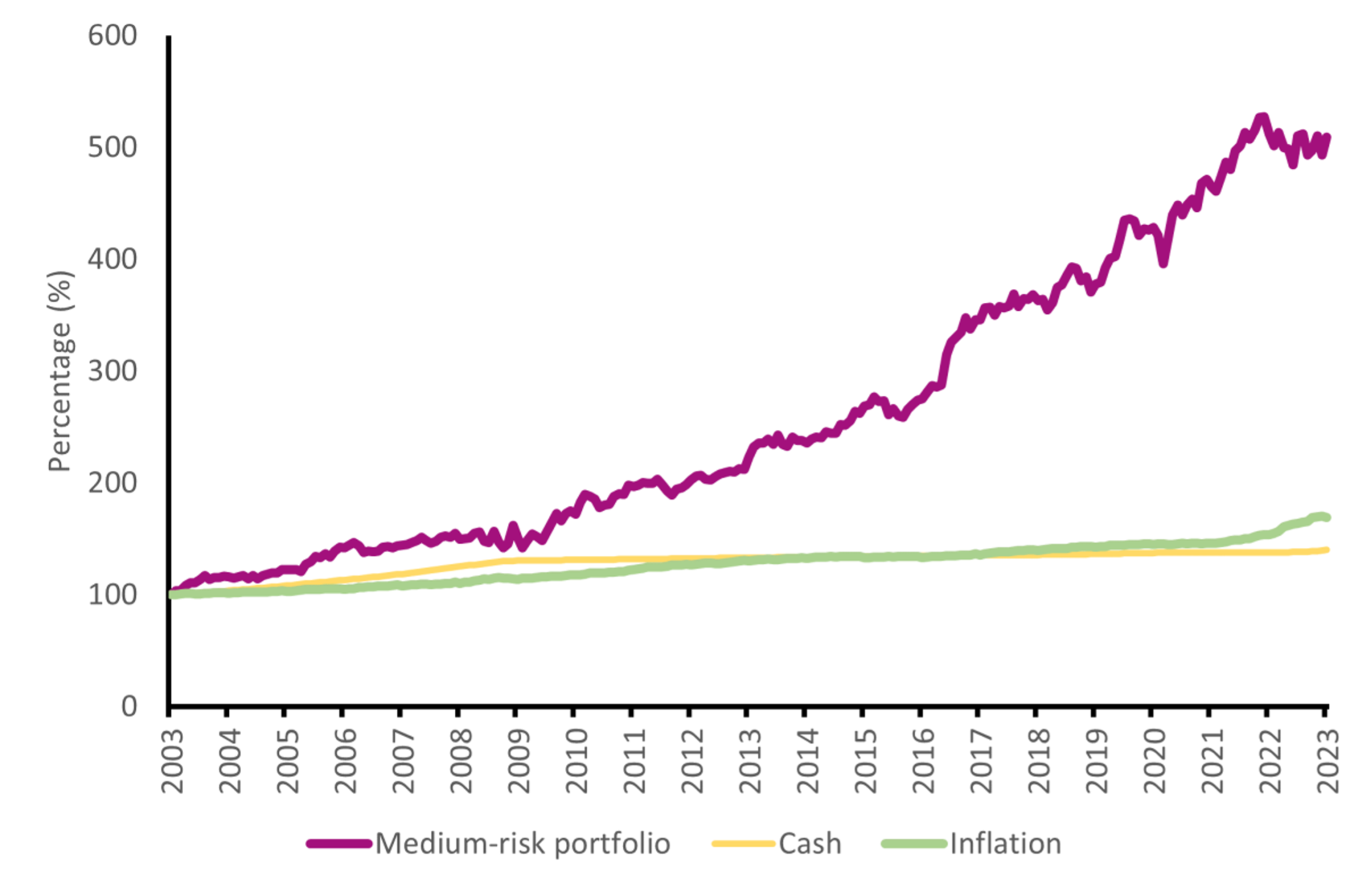 How a medium-risk portfolio has performed against cash and inflation